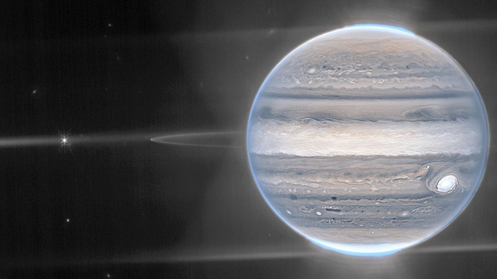 Der Jupiter, hier aufgenommen vom James-Webb-Teleskop, ist der Erde aktuell so nah wie seit Jahrzehnten nicht. Foto: dpa/ESA/CSA/Jupiter ERS Team/image processing by Ricardo Hueso (UPV/EHU) and Judy Schmidt/AP/NASA