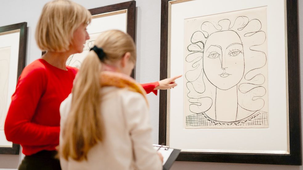 Im Fokus: Eine Grafik Pablo Picassos mit dem Motiv der Francoise Gilot. Foto: © Christoph Steinweg / Picasso-Museum