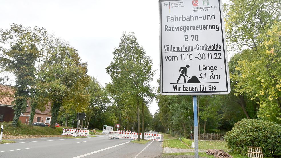 Das Schild steht bereits seit vergangener Woche in Großwolde.
