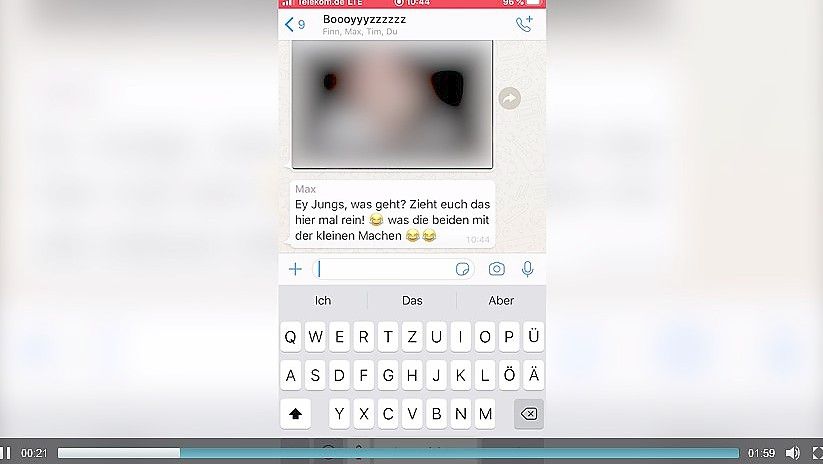 Ein Video des Bundeskriminalamts zeigt, wie schnell Jugendliche sich mit der Verbreitung von Kinderpornografie strafbar machen können. Screenshot: Schönig