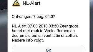 So sieht ein „NL-Alert“ in den Niederlanden aus. Die deutsche Warnung im Rahmen von „DE-Alert“ könnten dem ähneln. Foto: Ems-Dollart-Regio.