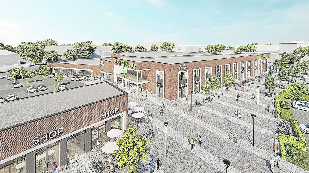 Welche Farbe soll die Pflasterung der Straße Am Stadtpark in Papenburg beim neuen Ems-Center haben? Die Bürger sollen mitentscheiden. Foto: Procom