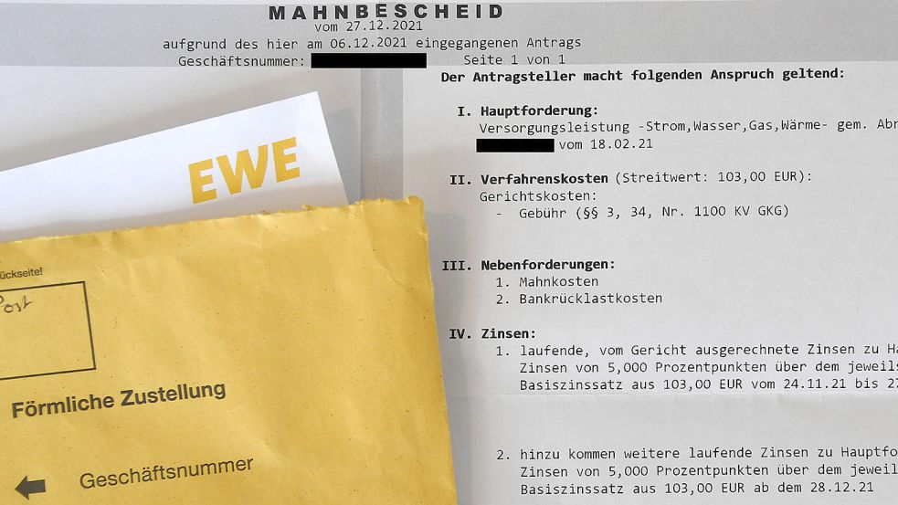 Immer noch beschweren sich Betroffene über Mahnverfahren der EWE, welche die EWE gar nicht betreiben dürfte. Archivfoto: Ellinger