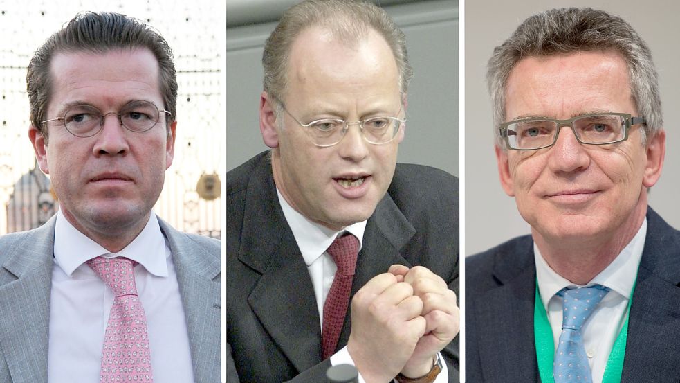 Zu Guttenberg, Scharping, de Mazière: Sie sind nur ein paar der vielen Verteidigungsminister, die ihren Posten vorzeitig räumen mussten. Foto: dpa/Maurizio Gambarini, Bernd Settnik, Arno Burgi