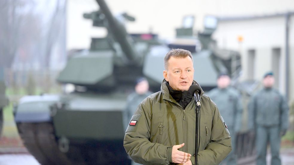 „Es gehe um die Sicherheit ganz Europas“: Der polnische Verteidigungsminister Mariusz Blaszczak. Foto: Jakub Kaczmarczyk/PAP/dpa