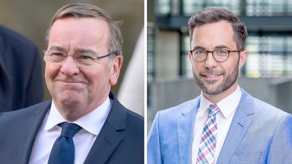 ARD-Journalist Michael Stempfle (r.) veröffentlichte eine positive Analyse über den neuen Verteidigungsminister Boris Pistorius und bekam danach ein Jobangebot. Foto: dpa (2)/Julian Stratenschulte/ARD-Hauptstadtstudio/Reiner Freese