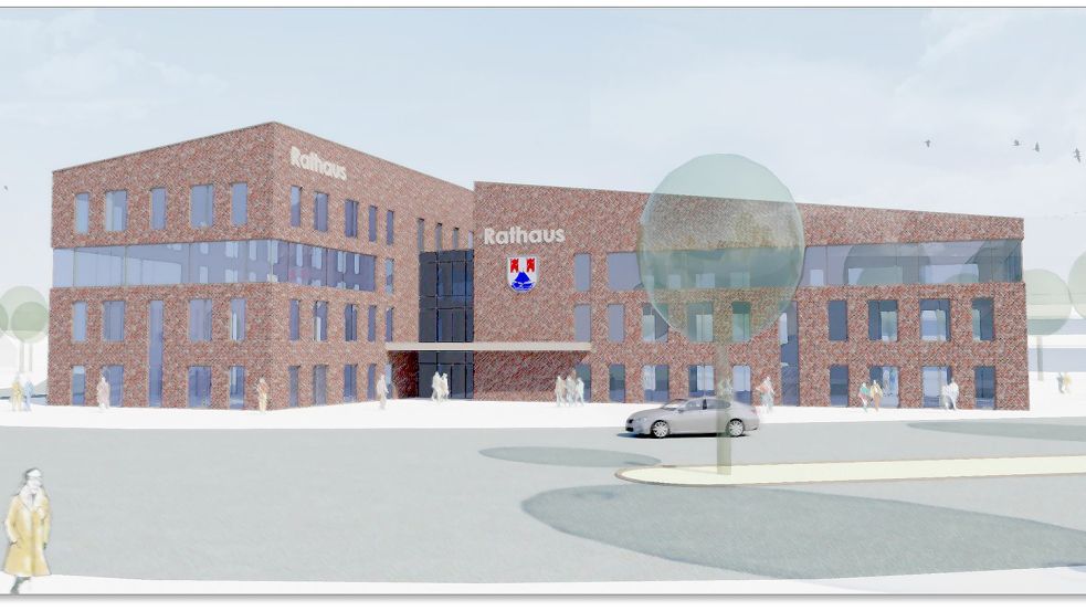 Die Gemeinde Moormerland will ein neues Rathaus bauen. Es wird jedoch ein wenig anders aussehen, als dieser Entwurf aus dem Jahr 2019. Foto: Haltenhof