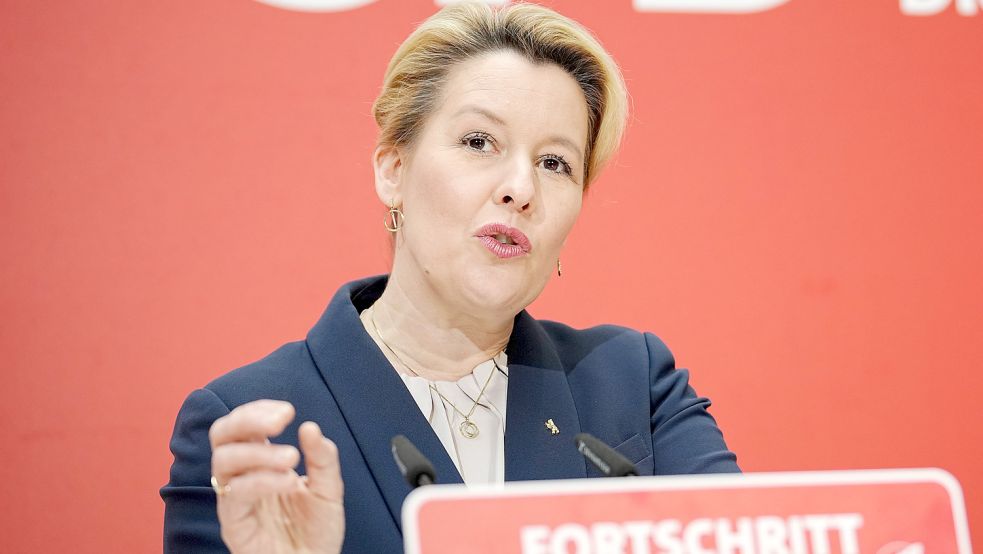 Franziska Giffey will Oberbürgemeisterin von Berlin bleiben. Foto: Nietfeld/DPA