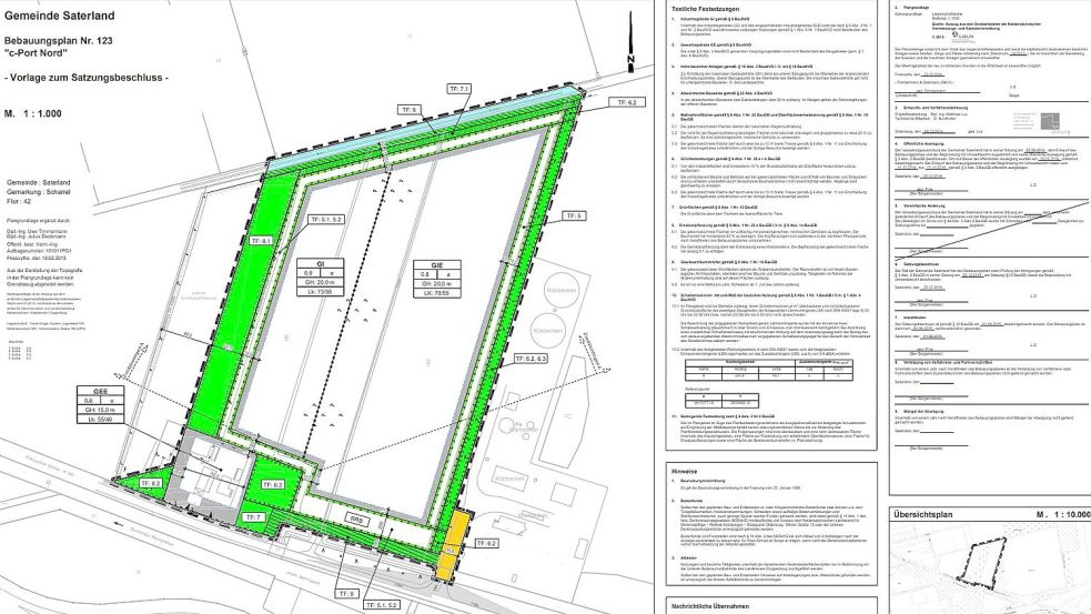 Der Bebauungsplan 123 „C-Port Nord“ der Gemeinde Saterland weist das Gelände an der Friesoyther Straße in Sedelsberg, wo sich das Tierheim befindet, als eingeschränktes Gewerbegebiet aus.