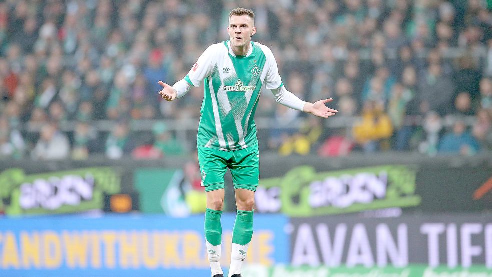 In den letzten zwei Spielen wie die gesamte Bremer Mannschaft mit Ladehemmung: Stürmer Marvin Ducksch. Foto: imago images/MIS
