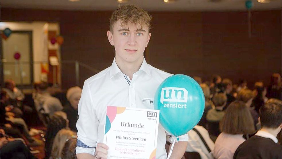 Niklas Steenken vom Albertus-Magnus-Gymnasium in Friesoythe ist einer der Sonderpreis-Träger. Foto: Finn Andorra/JPN