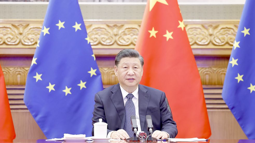 Angespannte Beziehungen: Präsident Xi Jinping beim EU-China-Gipfel im vergangenen Jahr. Foto: picture alliance/dpa/XinHua/Huang Jingwen