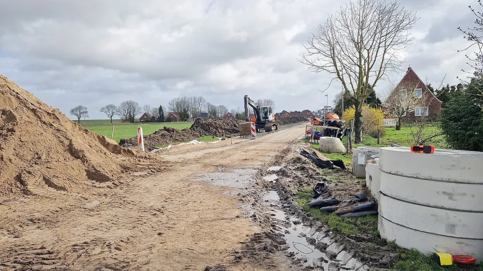 Mit einer Summe von 1,3 Millionen Euro ist der Ausbau des Toten Wegs in Jemgum der dickste Batzen im Haushalt 2023. Der Bau der Straße ist Voraussetzung für die Erschließung des neuen Baugebiets, das dort entsteht. Foto: Gettkowski