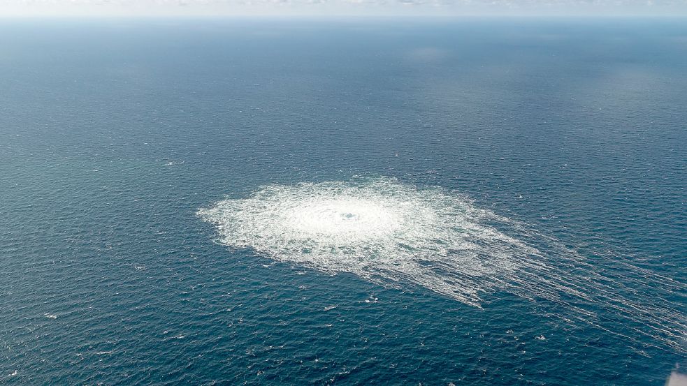 Das Nord Stream 2-Gasleck in der Nähe von Bornholm. Foto: dpa/Danish Defence Command