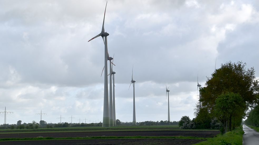 Neben dem bestehenden Windpark sollen bei Steenfelderfehn (Bild) werden jetzt noch vier weitere Flächen in Westoverledingen für Windenergie überprüft. Foto: Ammermann
