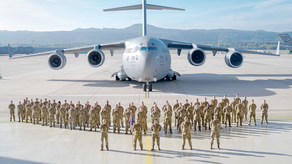Schützen auch Deutschland vor Aggressoren: US-Soldaten auf der Ramstein Air Base in Rheinland-Pfalz. Foto: Imago Images/Piemags