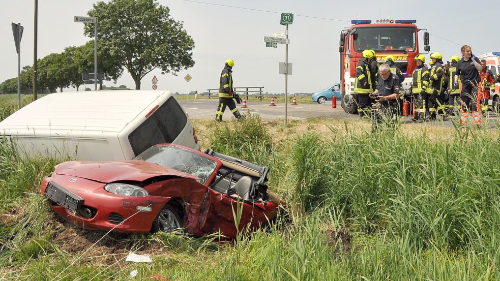 Zwei Wagen kollidierten. Foto: Wolters