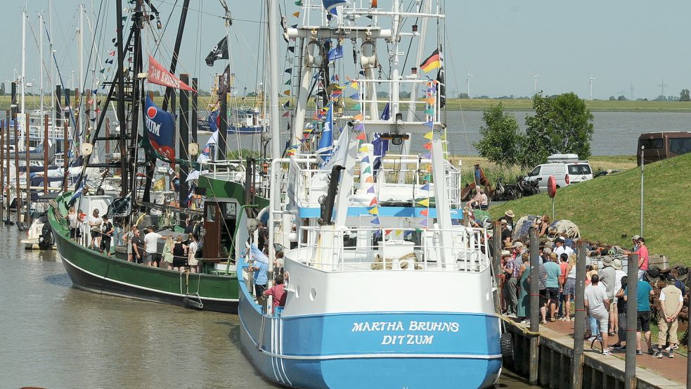 Dieses Wochenende stand der Fischerort Ditzum ganz im Zeichen seines Hafenfestes. Viele kamen, um das Spektakel mitzuerleben. Maritimer Höhepunkt war der Kutterkorso. Foto: Wolters