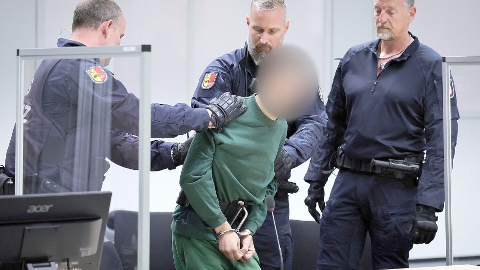 Ibrahim A. streitet die Messerattacke in einem Zug ab. Foto: AFP/Christian Charisius
