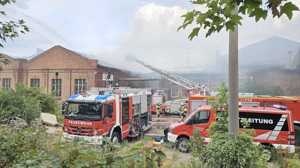 Rettungskräfte kämpfen gegen die Flammen. Foto: Alexander Hamacher