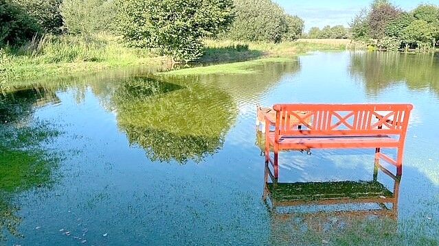 Diese Fläche am Neuen Weg in Rhauderfehn stand am Samstag komplett unter Wasser. Leserfoto: Wiese