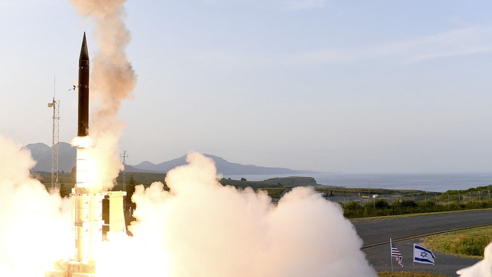 Das Arrow 3-Flugabwehrsystem bei einem Test in Alaska. In Zukunft soll es Deutschland vor Angriffen schützen. Foto: AFP