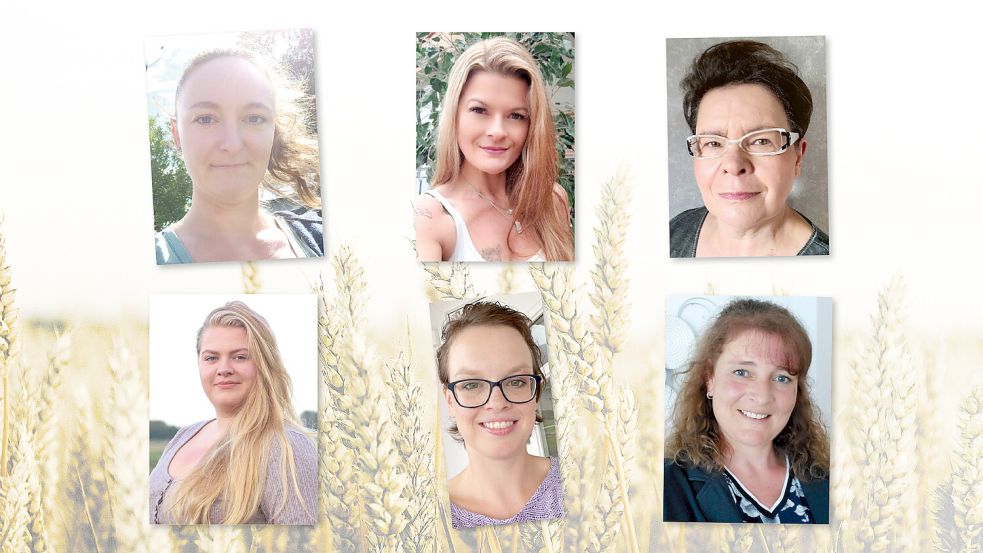 Diese sechs Kandidatinnen treten bei der Wahl zur Erntekönigin von Klostermoor an. Bilder: privat/Collage: Schüür