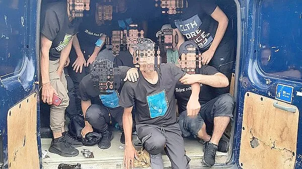 Flüchtlinge in einem Auto an der deutsch-polnischen Grenze bei Sacro. Foto: Bundespolizei