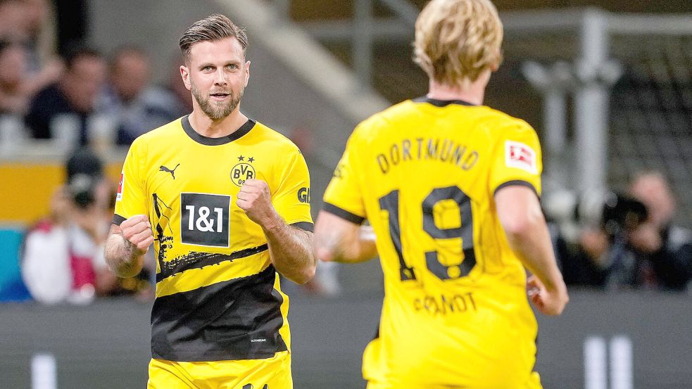 Niclas Füllkrug (l) erzielte das 1:0 für Borussia Dortmund. Foto: imago-images/foto2press
