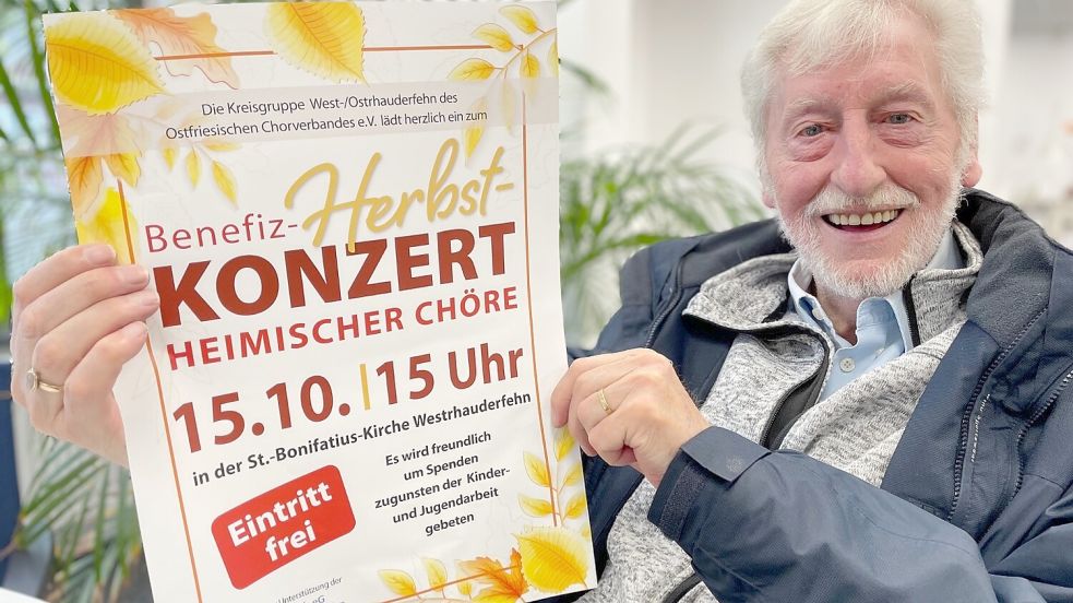 Bernt Strenge verteilte dieser Tage die Flyer und Plakate zum Benefiz-Konzert. Foto: Janßen