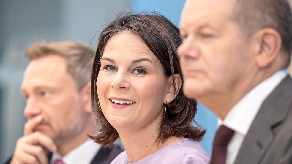 Die Landtagswahlen in Hessen und Bayern werden auch die Arbeit der Ampel beeinflussen: Olaf Scholz, Annalena Baerbock und Christian Lindner. Foto: dpa
