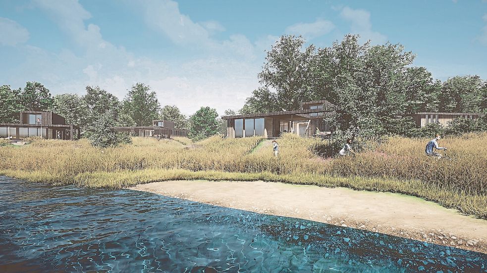 Ein Bungalowpark, der sich in der Natur einfügt – das ist in Erica nahe der Grenze zum Emsland geplant. Grafik: Nordic Nature