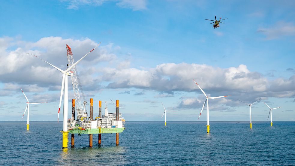 Riffgat, rund 15 Kilometer nördlich von Borkum, war der allererste kommerzielle deutsche Windpark in der Nordsee. Foto: Schuldt/dpa