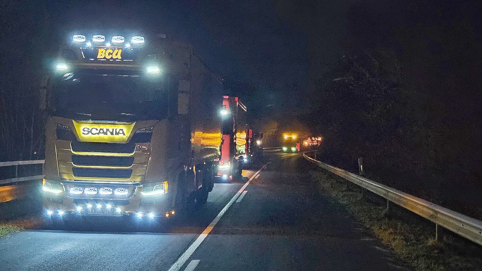 Lastwagen waren ebenso bei den Protesten dabei. Foto: Stromann