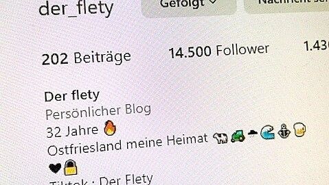 14.500 Follower hat "der Flety" auf Instagram. Foto: Janßen