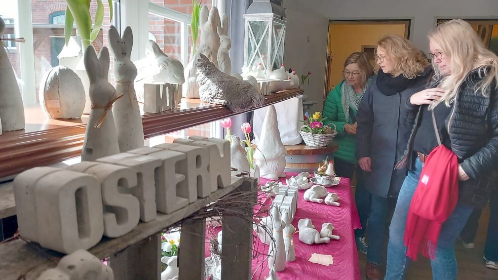 Ostern war bei vielen Ausstellerinnen bei der Landfrauenmesse in Marienheil das Motto. Dazu zählte auch diese Betondeko. Fotos: Scherzer