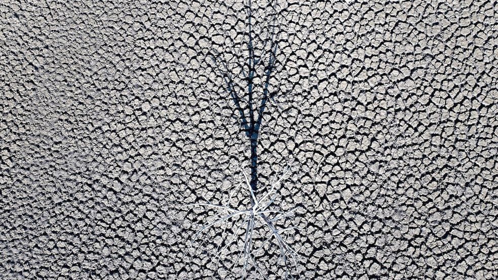 Ausgetrockneter Stausee im spanischen Vilanova de Sau. Foto: Emilio Morenatti/AP/dpa