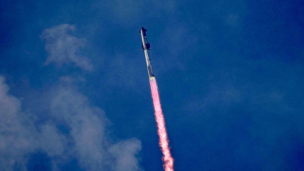 SpaceX’s Mega-Rakete Starship startet zu ihrem dritten Testflug von der Starbase in Boca Chica. Foto: Eric Gay/AP