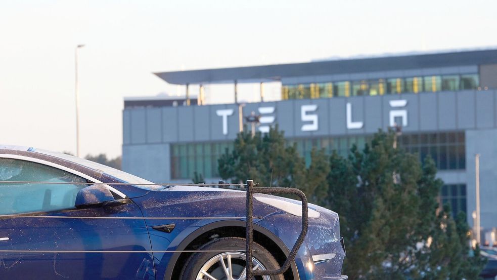 Die Tesla-Autofabrik in Grünheide vor den Toren Berlins. Foto: Joerg Carstensen/dpa