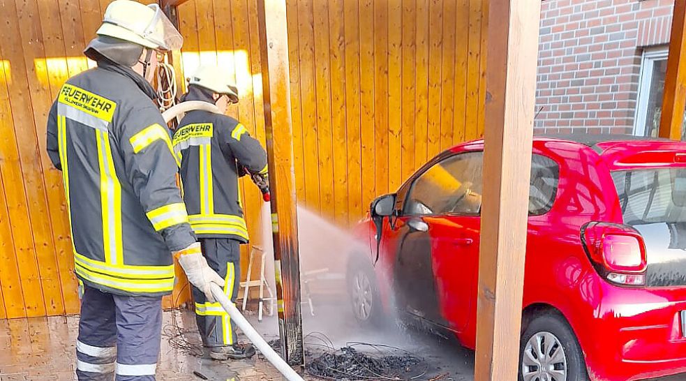 Die Einsatzkräfte der Feuerwehr konnten das Feuer schnell löschen. Foto: IUK-Gruppe Feuerwehr Westoverledingen