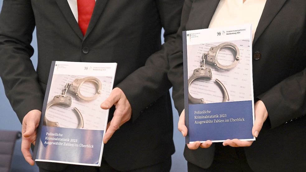 Am Dienstag wurde die Polizeiliche Kriminalstatistik 2023 in Berlin vorgestellt. Foto: Pedersen/DPA