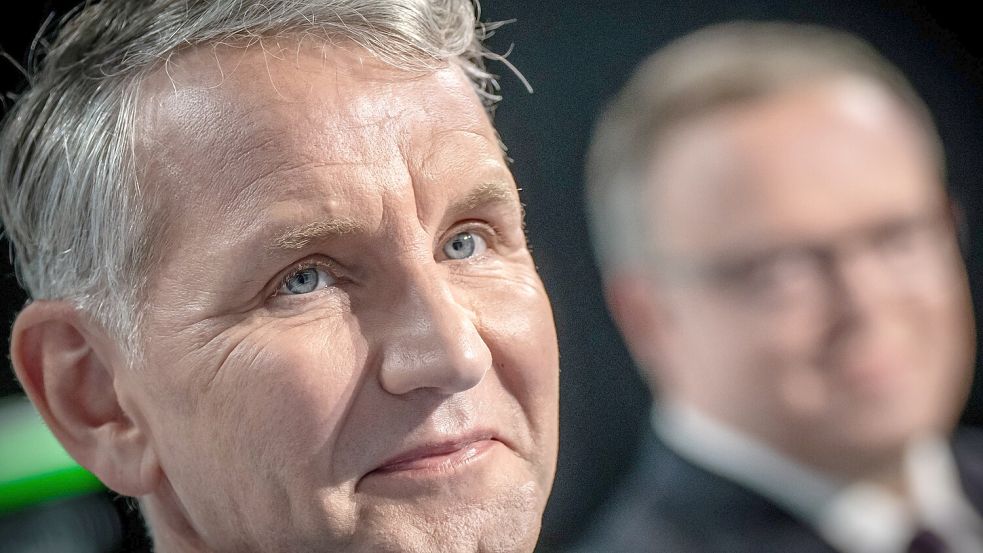 Zahmer Björn Höcke, angriffslustiger Mario Voigt: Das TV-Duell zwischen den Spitzenkandidaten von AfD und CDU für Thüringen war nicht langweilig. Foto: dpa/Michael Kappeler