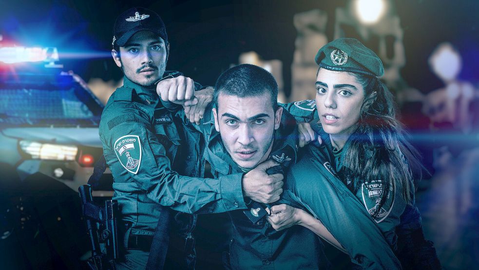 Unbeherrscht, impulsiv und unberechenbar - Avi (Ben Sultan, Mitte, hier mit Ido Elieli und Noa Astanjelove) muss immer wieder gebremst werden. „Borders“. Ab 3. Mai in der ZDF Mediathek. Foto: ZDF und Ran Mendelson