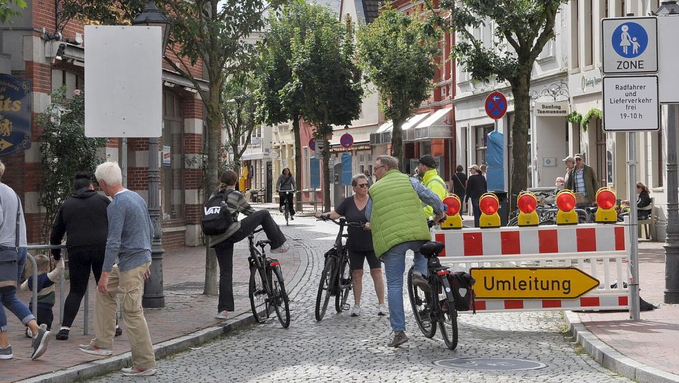Im vergangenen September war die Brunnenstraße in Leer testweise eine Fußgängerzone. Foto: Wolters/Archiv