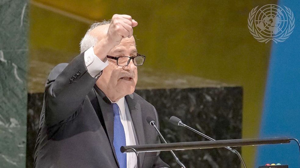 Der palästinensische Botschafter Riad Mansur bei der Vollversammlung der Vereinten Nationen in New York. Foto: Manuel Elias/UN Photo/dpa