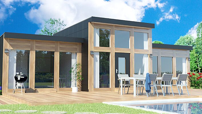 Modell eines Holzhauses von FlixHouse. Im Juli werden die ersten beiden Häuser des Start-ups errichtet und bezogen. Foto: FlixHouse