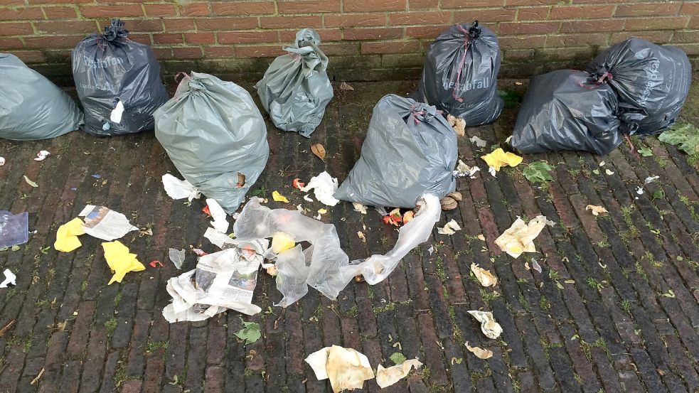 Da hat sich jemand an den Restmüll-Säcken zu schaffen gemacht. Foto: privat/Archiv