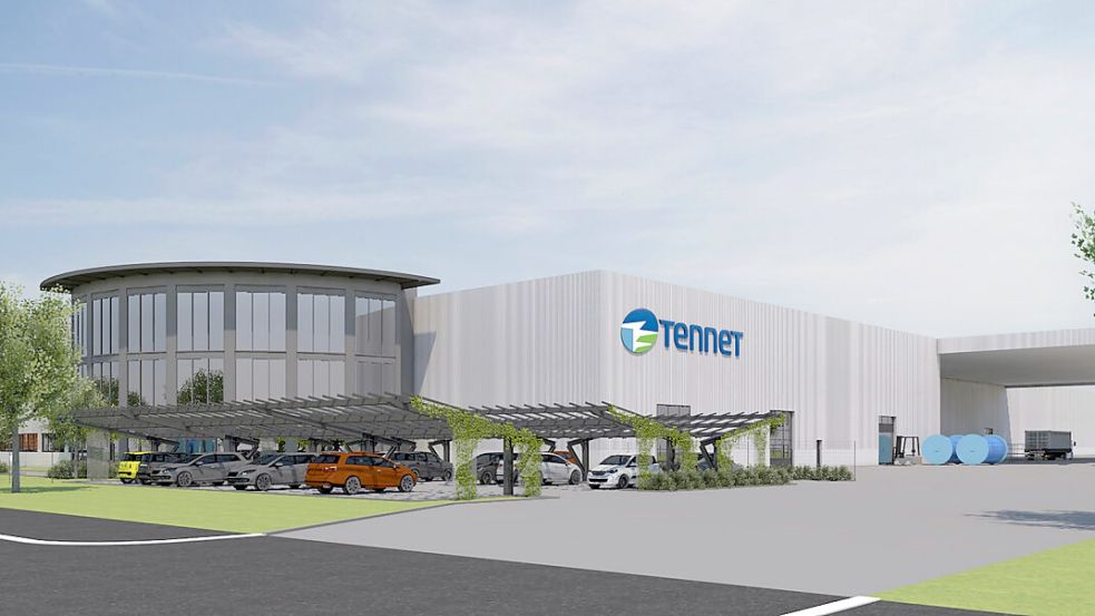 So soll die Frontansicht des Gebäudes im Industriegebiet Leer-Nord aussehen. Quelle: Tennet