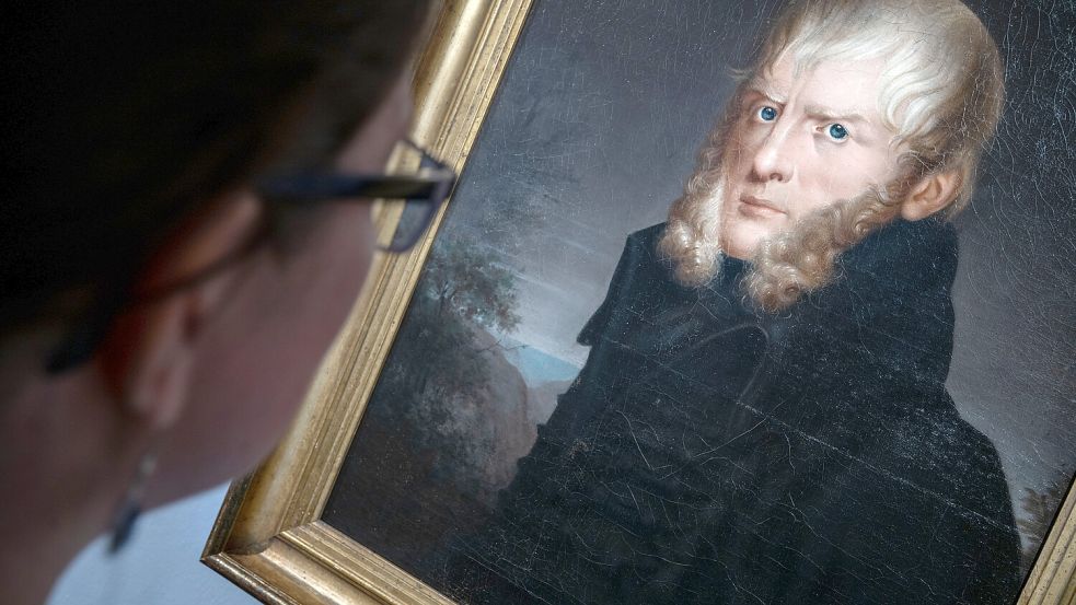 Ein Bild von Caspar David Friedrich im Pommerschen Landesmuseum in Greifswald. Am 28.04.2024 wurde hier die Ausstellung „Caspar David Friedrich. Lebenslinien. Eine Wanderung in Zeichnungen & Bildern“ eröffnet. Foto: dpa/Stefan Sauer