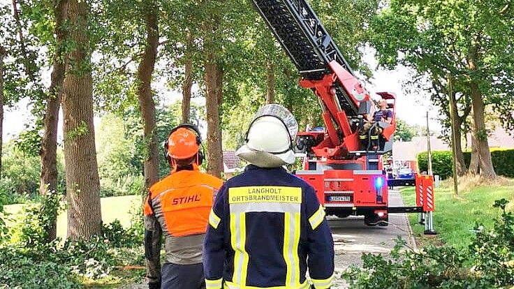 Die Feuerwehr Langholt wurde zu einem Sturmschaden gerufen. Foto: Feuerwehr